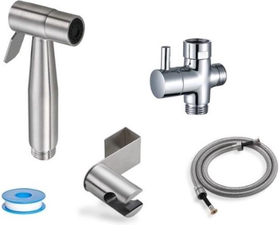 Zwarte Wc Bidet Sproeier Kit. Set Hand Hold Rvs