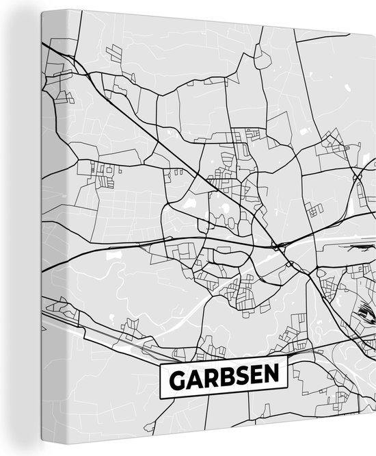 Canvas Schilderij Kaart - Plattegrond - Duitsland - Garbsen - Stadskaart - 50x50 cm - Wanddecoratie