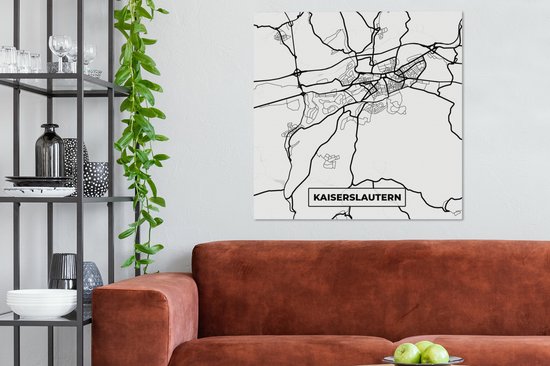 Carte de peinture sur toile - Kaiserslautern - Plan d'étage - Plan de la ville - 90x90 cm - Décoration murale