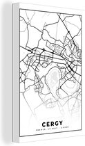Tableau Tableau France - Carte - Cergy - Plan d'étage - Plan de Ville - Zwart et Blanc - 20x30 cm - Décoration murale