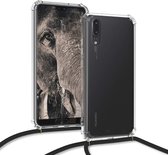 Arara Silicone Hoesje geschikt voor Huawei P20 Lite Transparant Hoesje met Zwarte draagkoord / Backcover / Case / Huawei