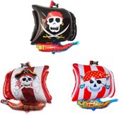 Piratenschepen Ballonnen - 3 Stuks - 68x54cm - Ballon - Thema Feest - Schip - Boot - Piraten - Versiering - Leeg - Schepen - Varen