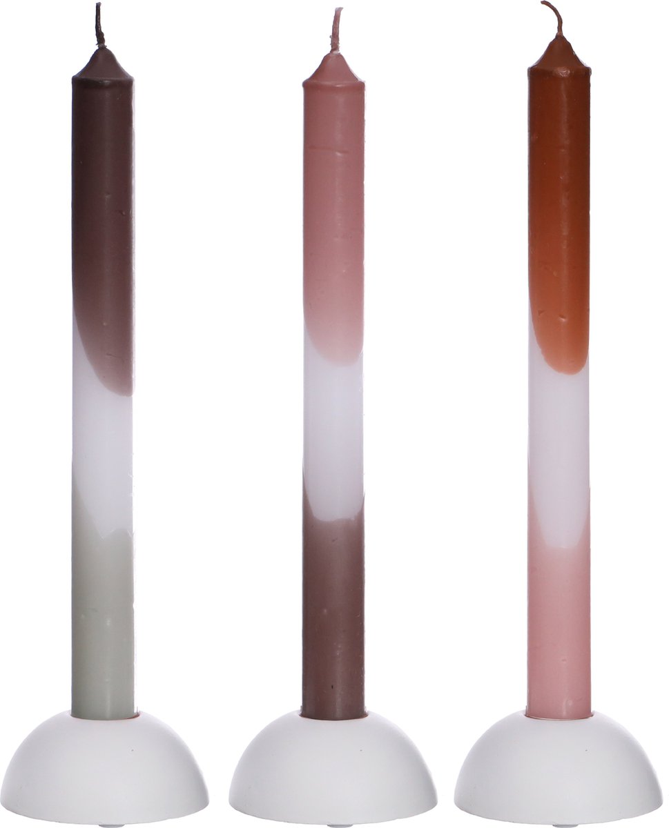 Dip Dye Candles Set 3 st. Pink/Olive