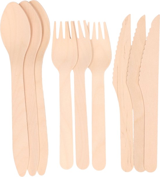 Wegwerpvorken, 300 stuks, wegwerpvorken, taartvorken, hout, wegwerpbestek, houten bestek, lepel, vorken, wegwerpbestek, kleine houten lepel, feestbestek voor camping, picknick, 10 cm
