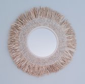 Spiegel Kauri met Schelpen en Raffia uit Bali - 70cm diameter - Riet - Rotan - Rond - Zeegras - Boho - Ibiza - Beach - Smith Premium®