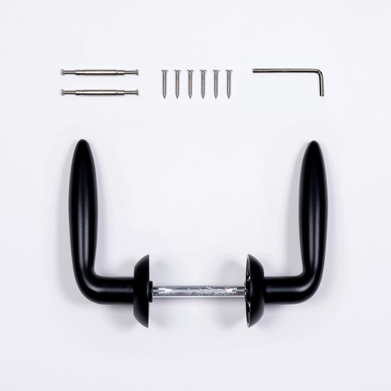 ELIOT SIGAAR Deurklink op rozet - set incl. baardsleutel rozetten - sigaar model - mat zwart