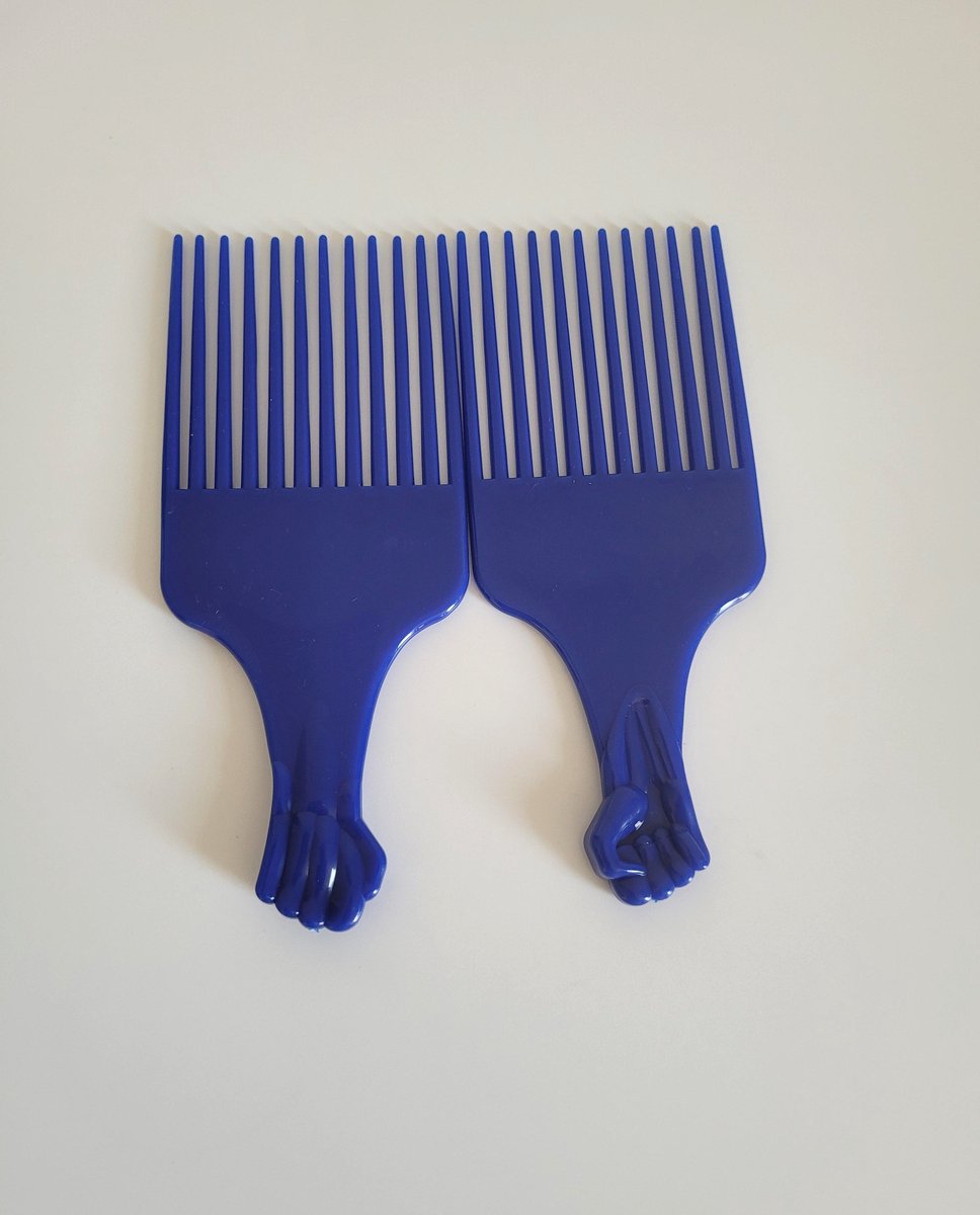 Afro plastic Kam Voor Krullend - 1 stuk steil Haar- Kam voor alle haartype, kleur blauw voor dikke lang en dunne haar, krullen, kroeshaar, Barden , Haarkam