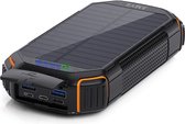 AMYS 30.000 mAh all-in-one Solar Powerbank - Solar Powerbank - Tot 8 keer opladen - Snellader - Draadloze Powerbank - Powerbank 30000 mAh - Zwart