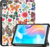 Case2go - Tablet Hoes geschikt voor Realme Pad Mini - 8.7 inch - Tri-Fold Book Case - Auto Wake functie - Vlinders