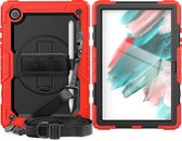 Case2go - Tablet Hoes geschikt voor Samsung Galaxy Tab A8 (2022 & 2021) - 10.5 Inch - Heavy Duty Case met Ingebouwde Screenprotector en Schouderriem - Rood