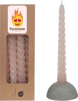 Pyromane Gedraaide kaars - Roze - Set van 4 stuks - 19cm