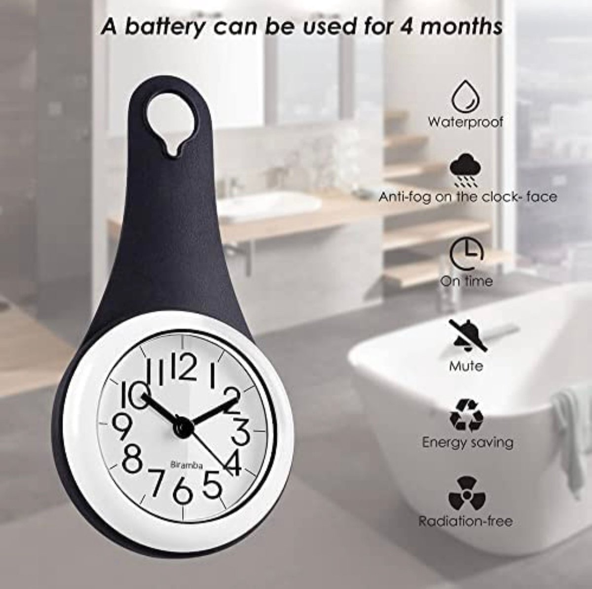 Horloge de salle de bain à Quartz - Klok de salle de bain étanche - Horloge  de Douche