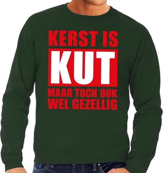 Foute Kersttrui Kerst is kut maar toch ook wel gezellig groen voor heren L