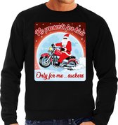 Foute Kersttrui / sweater - No presents for kids only for me suckers - motorliefhebber / motorrijder / motor fan zwart voor heren - kerstkleding / kerst outfit M