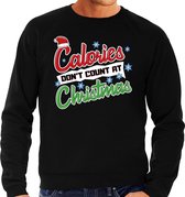 Foute Kersttrui / sweater - Calories dont count at Christmas - zwart voor heren - kerstkleding / kerst outfit L
