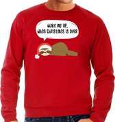 Luiaard Kerstsweater / Kerst trui Wake me up when christmas is over rood voor heren - Kerstkleding / Christmas outfit XXL