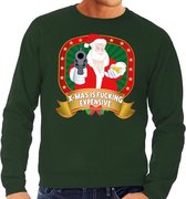 Foute kersttrui / sweater - groen - Kerstman X-mas is fucking expensive heren M