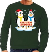 Foute kersttrui / sweater pinguin vriendjes groen voor heren - Kersttruien XXL