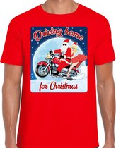 Fout Kerstshirt / t-shirt - Driving home for christmas - motorliefhebber / motorrijder / motor fan rood voor heren - kerstkleding / kerst outfit L