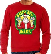 Foute Kersttrui / sweater - oud en nieuw / nieuwjaar trui - happy new beer / bier - rood voor heren - kerstkleding / kerst outfit M