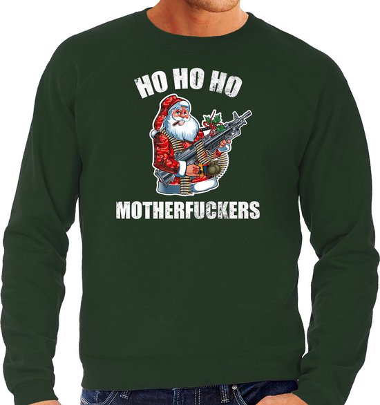 Foto: Hohoho motherfuckers foute kersttrui groen heren kerstsweaters kerst outfit xl