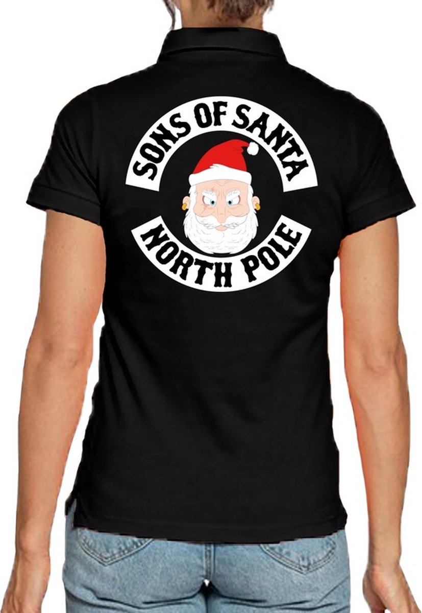 Afbeelding van product Bellatio Decorations  Foute kerst polo / poloshirt Sons of Santa North Pole - voor dames - kerstkleding / christmas outfit M  - maat M