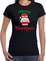 Merry kissmyass fout Kerst t-shirt - zwart - dames - Kerst t-shirt / Kerst outfit L