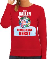 Rinkelende Kerstbal sweater / foute Kersttrui Mijn ballen rinkelen deze Kerst rood voor dames - Kerstkleding / Christmas outfit XL