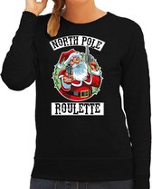 Foute Kerstsweater / kersttrui Northpole roulette zwart voor dames - Kerstkleding / Christmas outfit XL