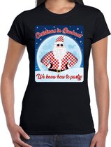 Fout Kerst t-shirt / shirt - Christmas in Brabant we know how to party - zwart voor dames - kerstkleding / kerst outfit M
