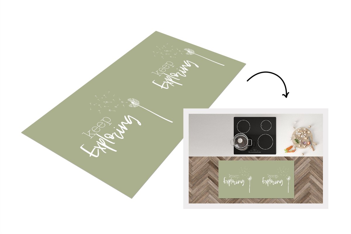 KitchenYeah Keukenloper - Loper keuken - Spreuken - Quotes - Keep exploring - Bloemen - 120x60 cm - Keukenloper vinyl Multicolor