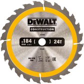 DeWALT Cirkelzaagblad voor Hout | Construction | Ø 184mm Asgat 16mm 24T - DT1939-QZ