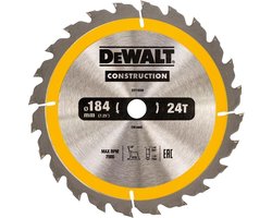 DeWalt DT1939-QZ - Tarcza Constructie - 184mm - 24 Tanden - ATB Geometrie