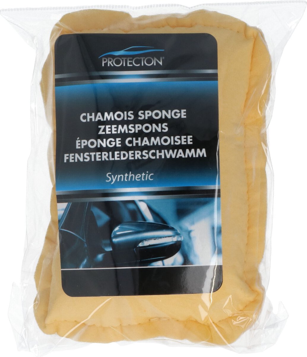 Protecton Zeemspons – Hoog absorberend vermogen – Streeploos afnemen van natte autoruiten – Ook voor lakwerk – Handzaam formaat - 12x8x4cm