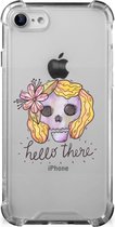 Shockproof Case iPhone SE 2022/2020 | iPhone 8/7 Telefoonhoesje  met doorzichtige rand Boho Skull