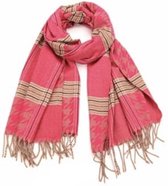 Sjaal tweed-geruit herfst-winter 180/70cm roze