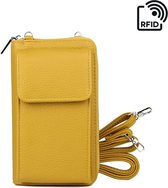 Portemonnee tasje RFID met schouderband geel -telefoontasje dames anti-skim - schoudertas klein - festival tas - Portemonnee voor mobiel