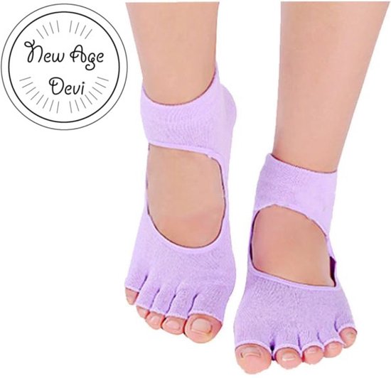 New Age Devi - Teen sokken - Lila - sport - fitness - pilates - yoga - anti slip - slijtvast - ademend van New Age Devi — afbeelding 2