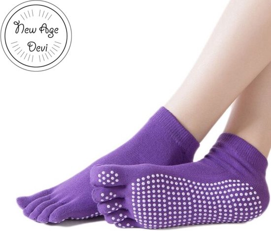 New Age Devi - Teen sokken -Paars - sport - fitness - pilates - yoga - anti slip - slijtvast - ademend van New Age Devi — afbeelding 3