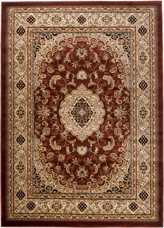 Tapiso Yesemek Tapis Salon Chambre Marron Classique Vintage Medaillon Cadre Design Intérieur Atmosphère De Vie Tapis De Haute Qualité Taille - 70 x 140 cm