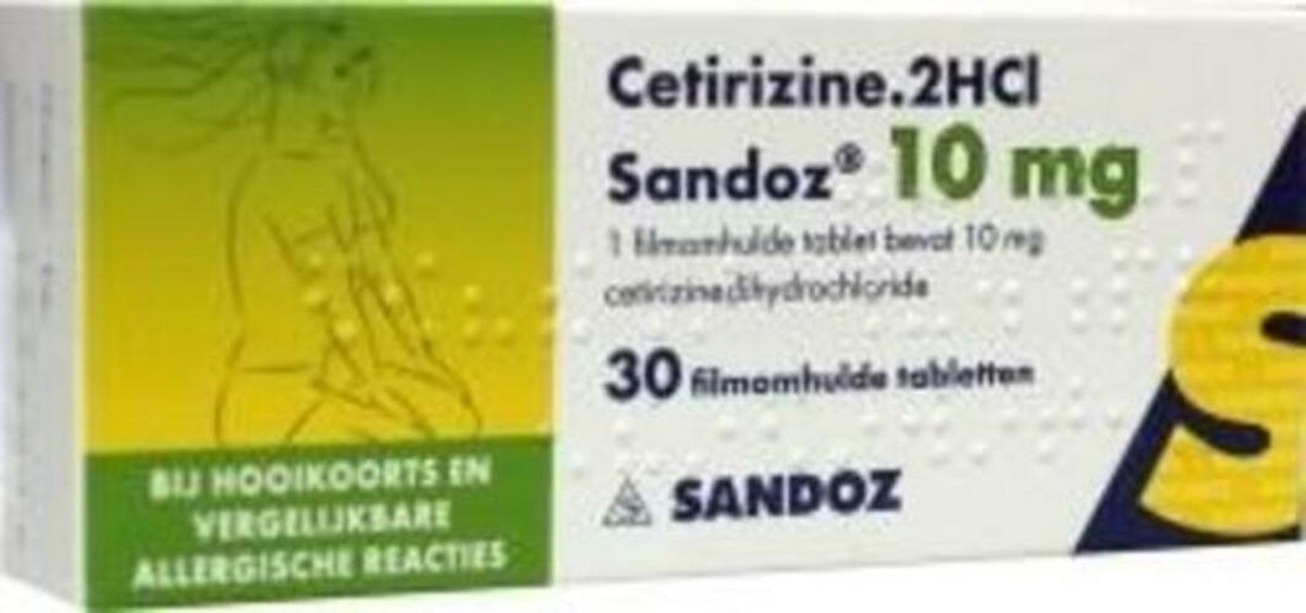 Sandoz Allergietabletten Cetirizine 2HCI 10 mg - 30 tabletten - Sandoz