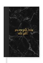 Notitieboek - Schrijfboek - Quotes - Spreuken - Goud - Marmer print - Notitieboekje klein - A5 formaat - Schrijfblok