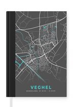 Notitieboek - Schrijfboek - Stadskaart - Veghel - Grijs - Blauw - Notitieboekje klein - A5 formaat - Schrijfblok - Plattegrond