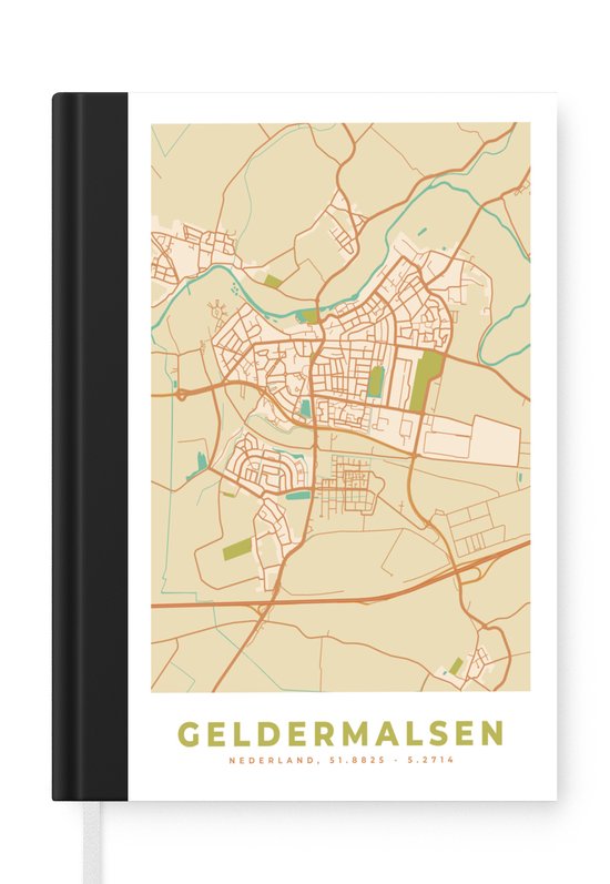 Carnet de notes - Livre d'écriture - Carte - Geldermalsen - Vintage - Carte - Plan de la ville - Carnet - Taille A5 - Bloc-notes