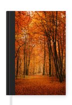 Notitieboek - Schrijfboek - Een bos met herfstachtige kleuren - Notitieboekje klein - A5 formaat - Schrijfblok