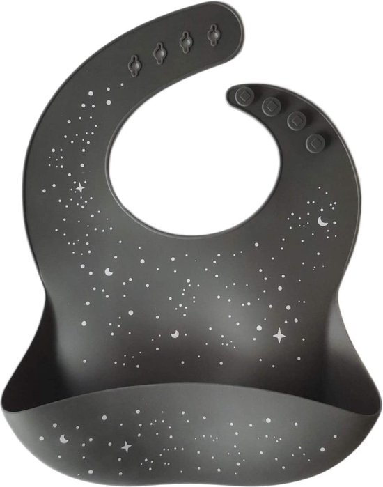 Unique for you Siliconen slabbetje - sterrenhemel zwart - met opvangbakje - afwasbaar - waterdicht - BPA-vrij