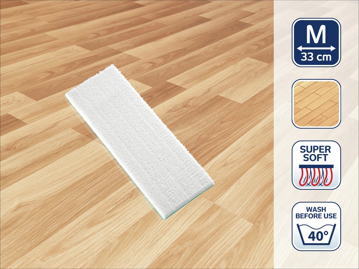 Bol.com Leifheit Picobello M dweildoek Super Soft - voor gevoelige vloeren - 33 cm wisbreedte - wit aanbieding