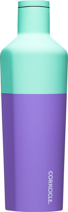 Corkcicle Thermos Drinkfles COLOUR BLOCK MINT BERRY 25oz.  750ml Canteen  Rvs Lila/Turquoise - Colorblock Series - Roestvrijstaal RVS