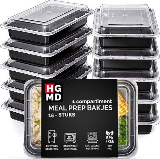 HGMD meal prep bakjes – 15x – 1L – BPA-vrij