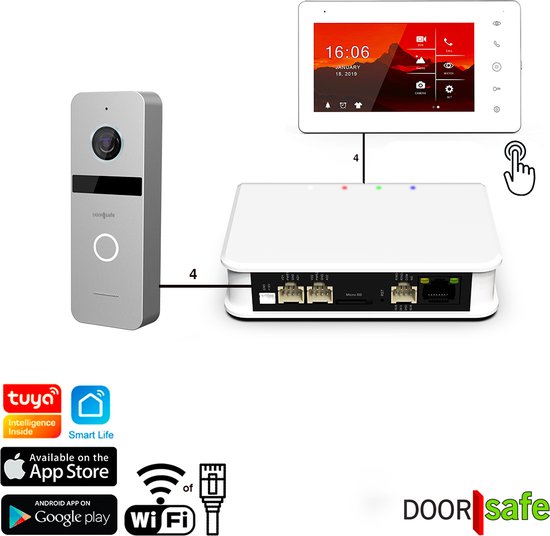 Doorsafe 6750 PRO - Professionele internet deurbel met camera - FHD 2MP - gratis lokale opslag op 32Gb SD-kaart - internet via WiFi of netwerkkabel - bewegingsmelder met lichaamsdetectie & instelbare activiteitenregio - met 7" full-touchscherm — afbeelding 3